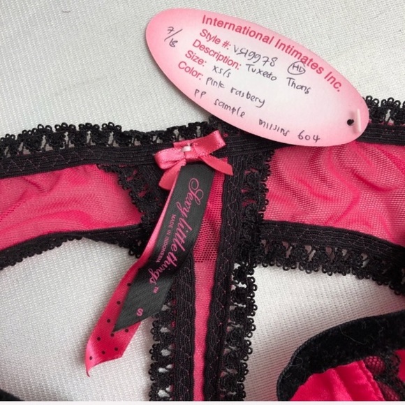 Victoria’s Secret Sexy Little Things hot pink satin thong panty with garters - Picture 6 of 16